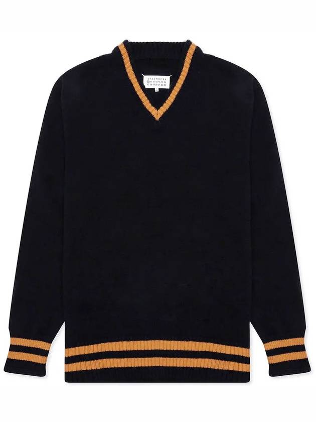 Stitch Patch Wool Knit Top Navy - MAISON MARGIELA - BALAAN 3