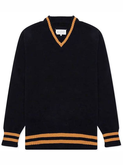 Stitch Patch Wool Knit Top Navy - MAISON MARGIELA - BALAAN 2