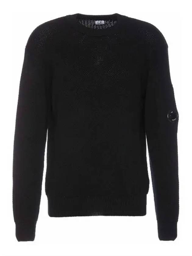 Re-Wool Lens Crewneck Knit Top Black - CP COMPANY - BALAAN 2