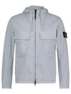 Cotton Twill Stretch Hooded Jacket Blue - STONE ISLAND - BALAAN 2