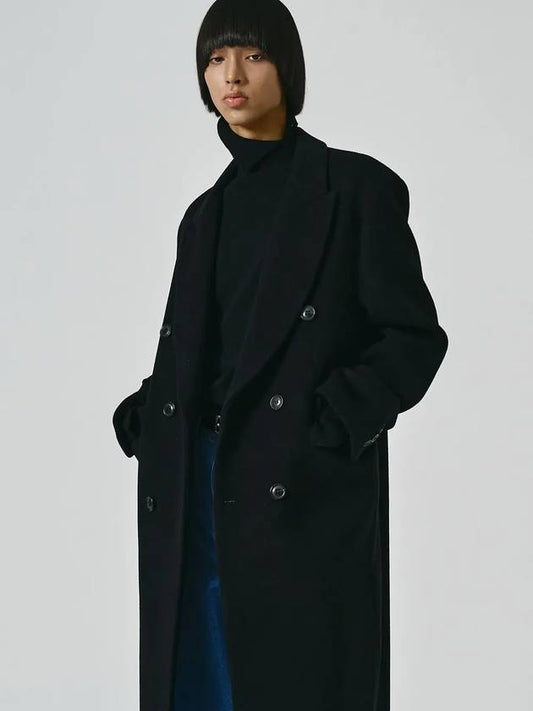 Neuer Cashmere Double Breasted Coat Black - NOIRER - BALAAN 2