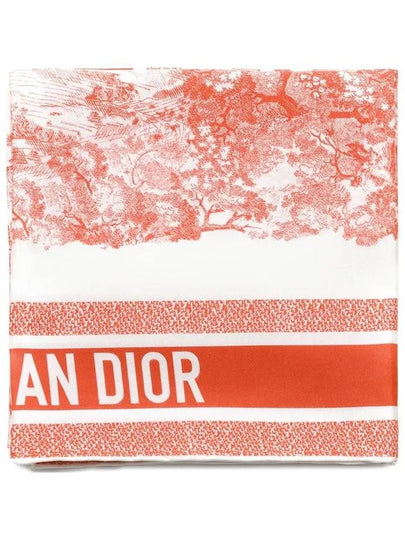 Toile de Jouy Sauvage 90 Square Scarf White Coral - DIOR - BALAAN 2