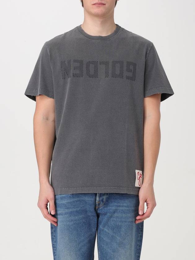 Golden Lettering Cotton Short Sleeve T-Shirt Grey - GOLDEN GOOSE - BALAAN 2