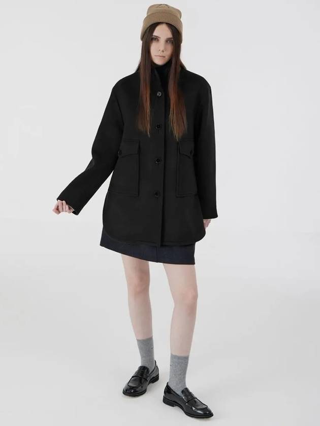 Women's China Collar Half Coat Black - VOYONN - BALAAN 5