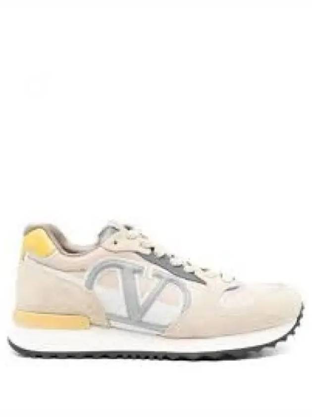 V Logo Low Top Sneakers Beige - VALENTINO - BALAAN 1