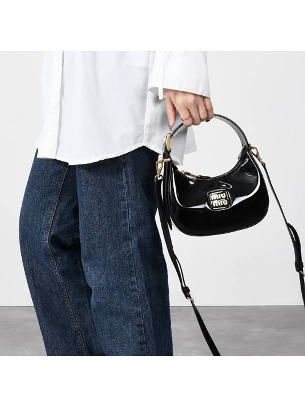 Patent Leather Hobo Shoulder Bag Black - MIU MIU - BALAAN 4