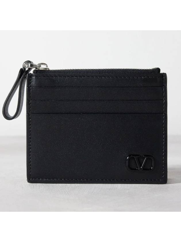 V Logo Card Wallet Black - VALENTINO - BALAAN 4