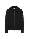 Logo Patch Hooded Lamb Wool Cardigan Black - STONE ISLAND - BALAAN 3