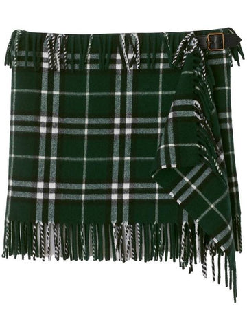 Check Wool Cashmere Scarf A Line Skirt Anchor - BURBERRY - BALAAN 1