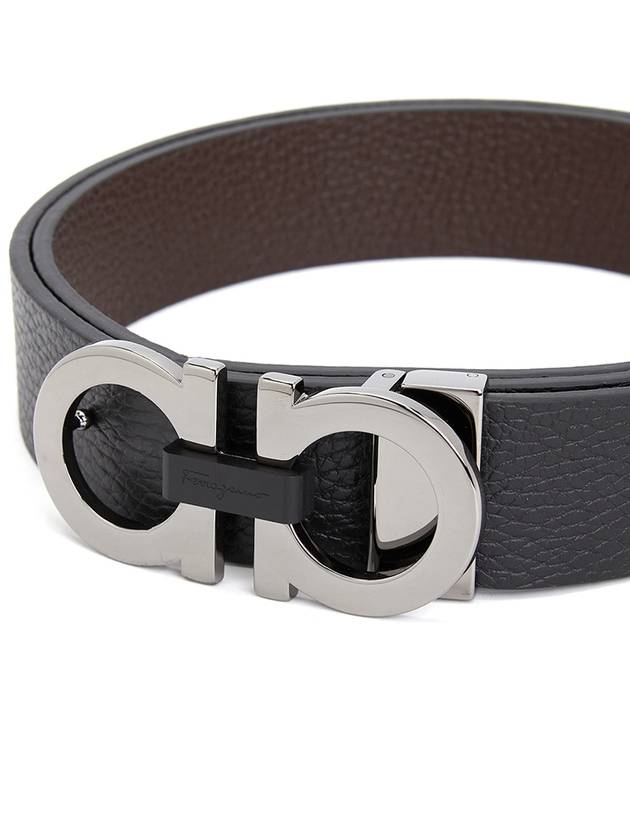 Reversible Gancini Belt Black Hickory - SALVATORE FERRAGAMO - BALAAN 7