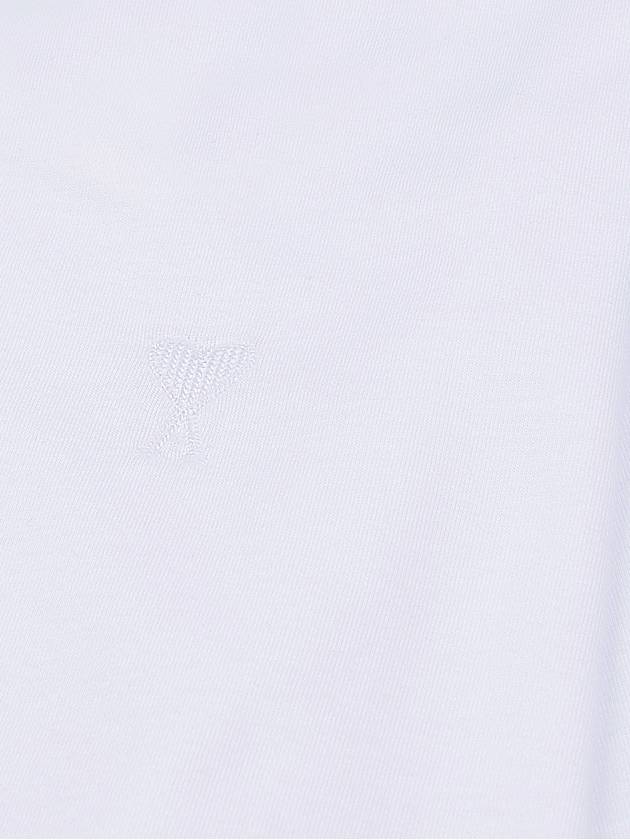 Embroidered Logo Cotton Short Sleeve T-Shirt White - AMI - BALAAN 5