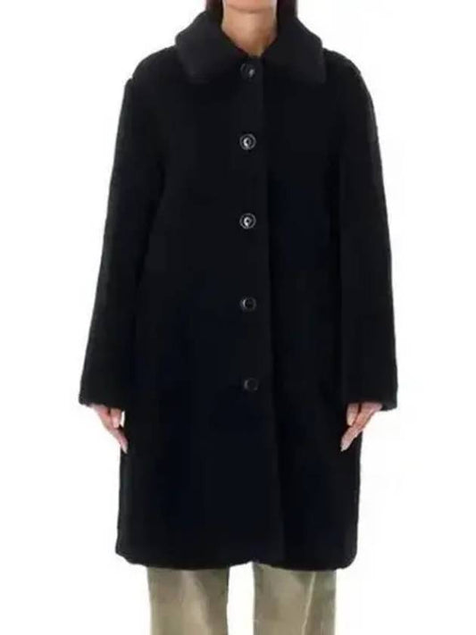 Katerine Wool Shearling Single Coat Black - A.P.C. - BALAAN 2