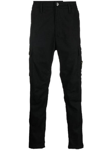 Wappen Patch Cotton Straight Pants Black - STONE ISLAND - BALAAN 1