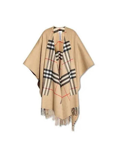 Cardigan Women s Check Cashmere Wool Reversible Cape Beige - BURBERRY - BALAAN 1