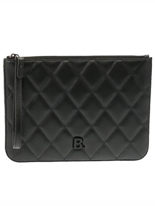 B Logo Strap Clutch Bag Black - BALENCIAGA - BALAAN.