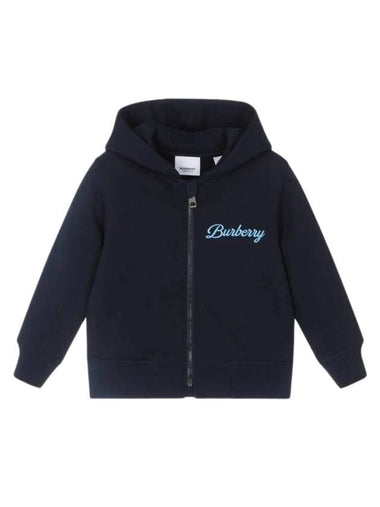 Kids Logo Print Hooded Zip-Up Jacket Navy - BURBERRY - BALAAN 1