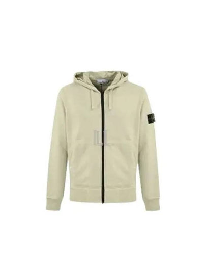 Cotton Fleece Garment Dyed Zip Up Hoodie Cream - STONE ISLAND - BALAAN 2