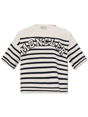 Moncler Sweater With Short Sleeves, Women's, White - MONCLER - BALAAN 1