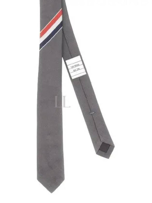 Men's Grosgrain Stripe Tie Dark Grey - THOM BROWNE - BALAAN 2