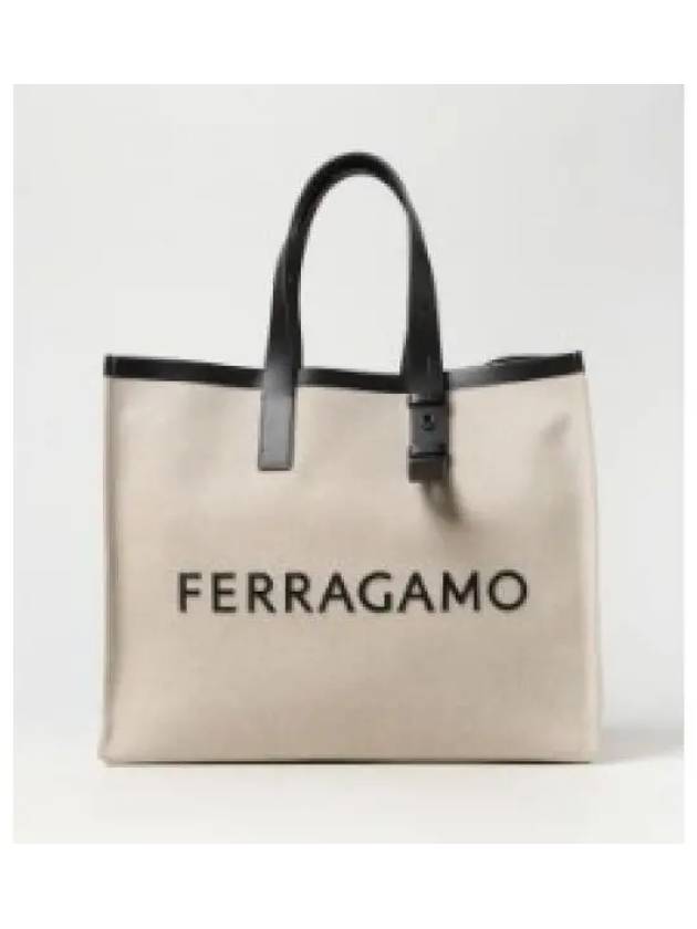 Signature Canvas Tote Bag Natural - SALVATORE FERRAGAMO - BALAAN 2