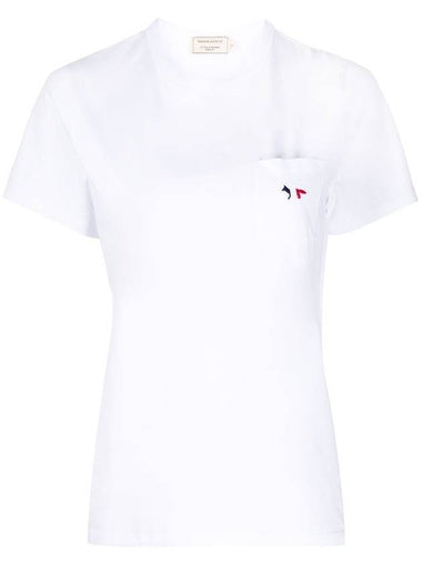 Tricolor Fox Patch Classic Pocket Short Sleeve T-Shirt White - MAISON KITSUNE - BALAAN 1