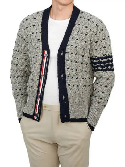 4 Bar Stripe Cable Knit Cardigan Grey - THOM BROWNE - BALAAN 2