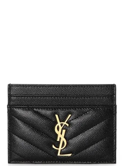 Gold Hardware Matelasse Caviar Leather Card Wallet Black - SAINT LAURENT - BALAAN 2