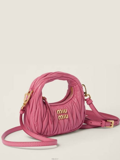 Wander Matelasse Micro Nappa Leather Hobo Mini Bag Begonia Pink - MIU MIU - BALAAN 2