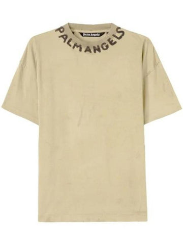 Men's Seasonal Logo Short Sleeve T-Shirt Military - PALM ANGELS - BALAAN 1