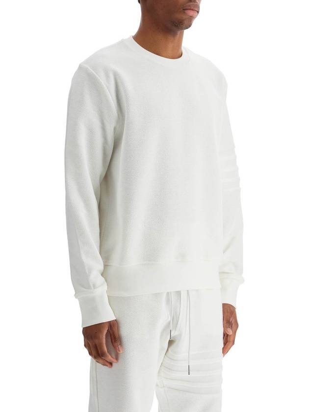 thom browne white cotton four bar crewneck sweatshirt - THOM BROWNE - BALAAN 2