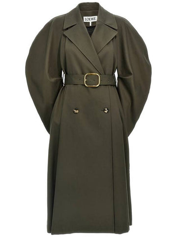 Loewe Double-Breasted Drill Trench Coat - LOEWE - BALAAN 1