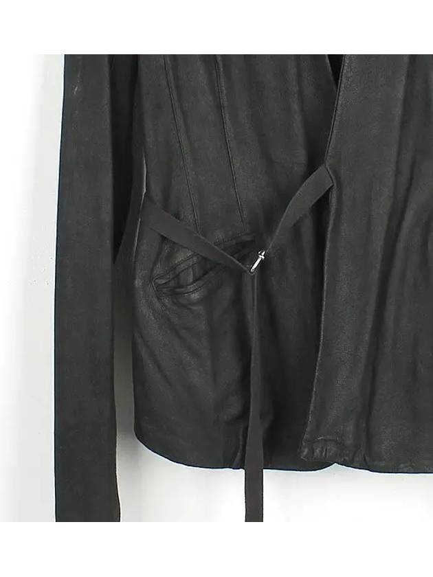 Black leather blend robe jacket - RICK OWENS - BALAAN 2