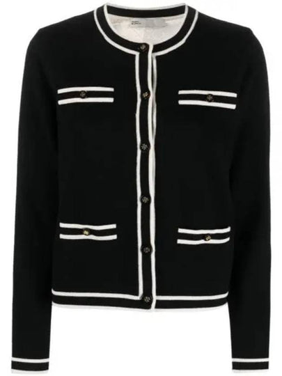 Kendra Button-Up Crew Neck Cardigan Black - TORY BURCH - BALAAN 2