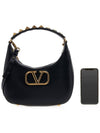 Roman Stud Strap V Logo Shoulder Bag Black - VALENTINO - BALAAN 7