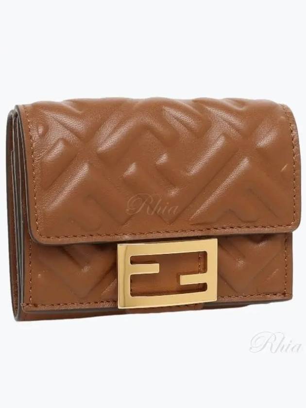 FF Baguette Flap Card Half Wallet Brown - FENDI - BALAAN 2