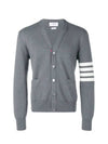 Milano Stitch 4-Bar Cardigan Medium Grey - THOM BROWNE - BALAAN 4