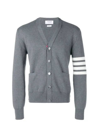 Milano Stitch 4-Bar Cardigan Medium Grey - THOM BROWNE - BALAAN 2