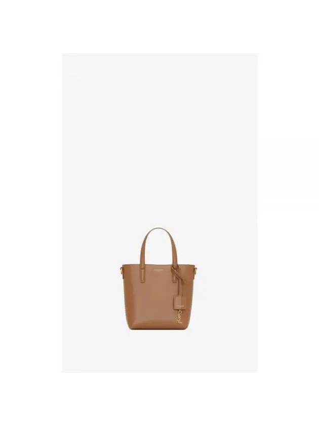 Toy Small Leather Shopping Box Tote Bag Brown - SAINT LAURENT - BALAAN 1