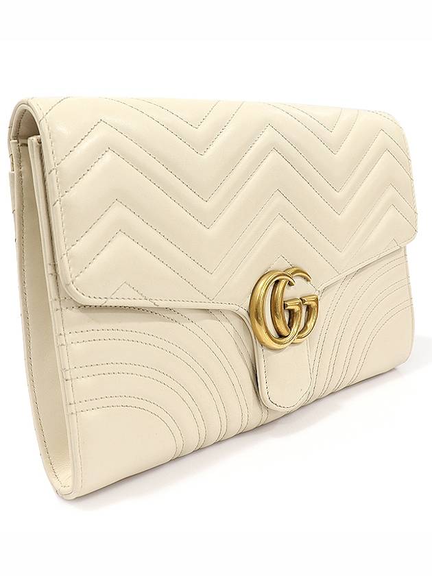 498079 White matelass chevron leather GG Marmont gold clutch - GUCCI - BALAAN 3