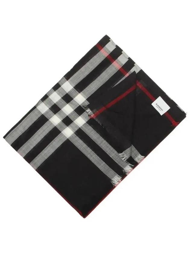 Checkered Wool Silk Scarf Navy - BURBERRY - BALAAN 2