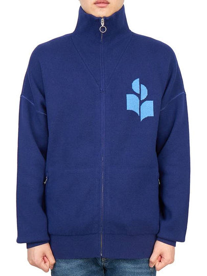 Logo High Neck Knit Zip-Up Cardigan Blue - ISABEL MARANT - BALAAN 2