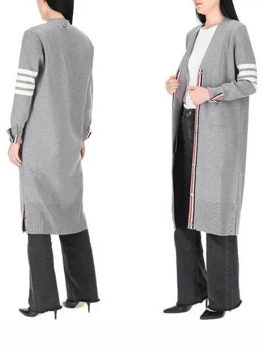 Milano Fine Merino Cardigan Light Grey - THOM BROWNE - BALAAN 2