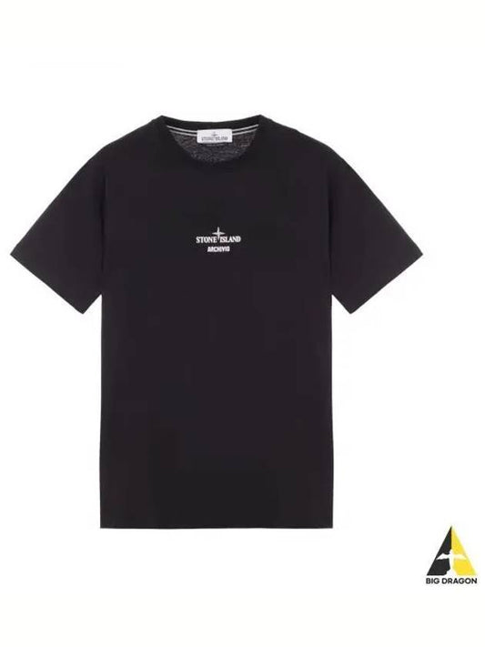 Archivio PVC Print Short Sleeve T-Shirt Black - STONE ISLAND - BALAAN
