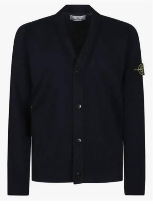 Waffen Organic Cotton V-Neck Cardigan Navy - STONE ISLAND - BALAAN 2