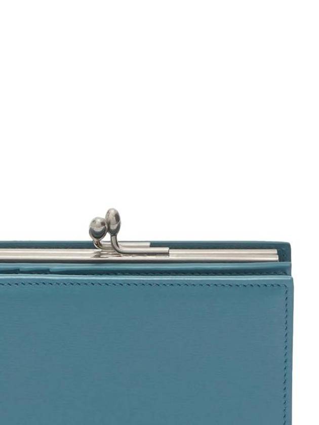 Small Leather Half Wallet Blue - JIL SANDER - BALAAN 3