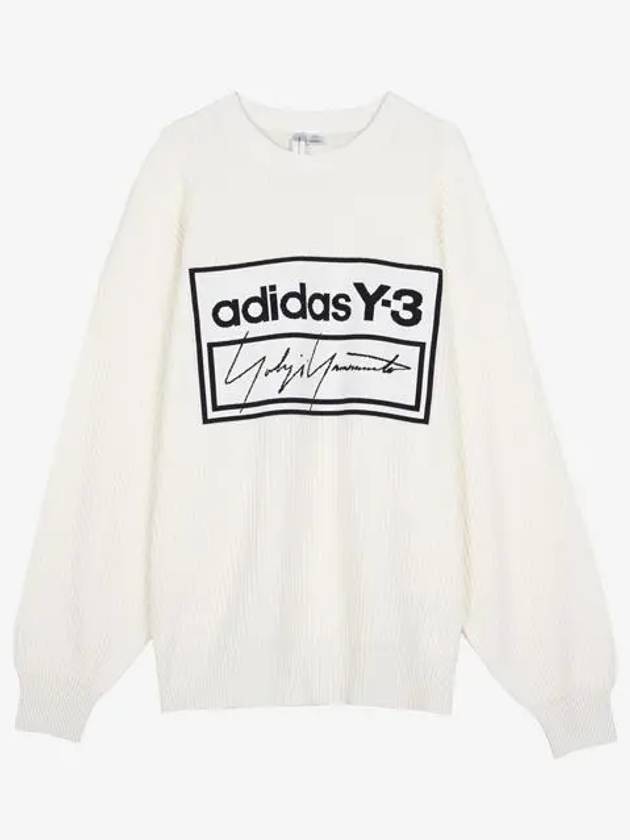 Logo Crew Neck Wool Blend Knit Top Ecru - Y-3 - BALAAN 2