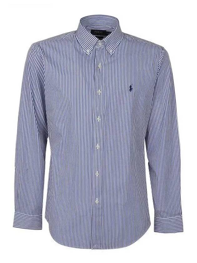 Embroidered Logo Striped Long Sleeves Shirt Dark Blue - POLO RALPH LAUREN - BALAAN 2