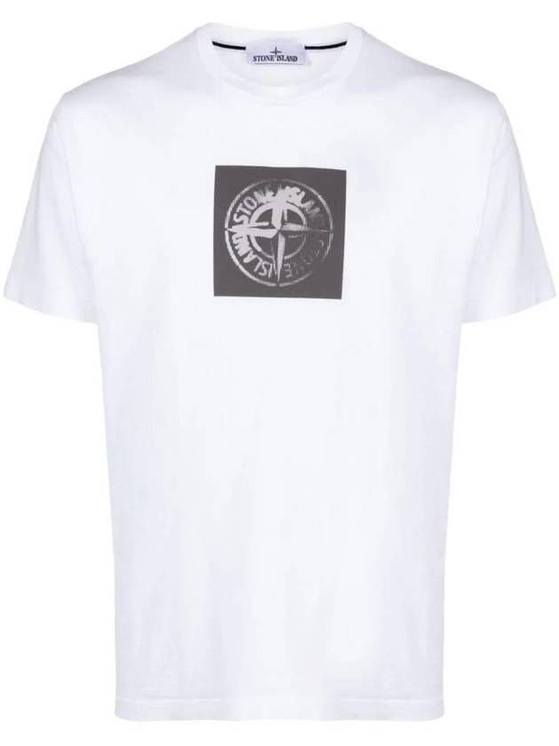 Garment Dyed Institutional One Print Cotton Jersey Short Sleeve T Shirt White - STONE ISLAND - BALAAN 1