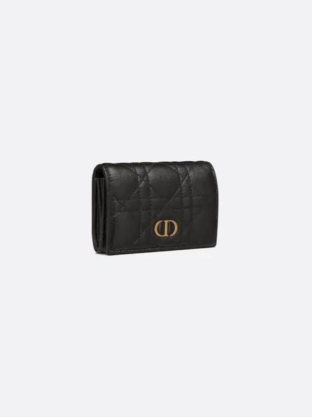 Caro XS Supple Cannage Calfskin Card Wallet Black - DIOR - BALAAN 3