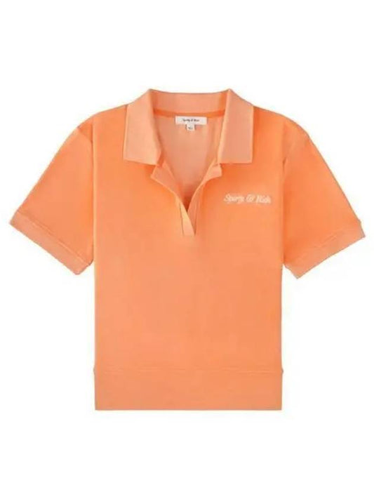 Italic logo embroidered short sleeve polo shirt peach PO911PE 1005191 - SPORTY & RICH - BALAAN 1